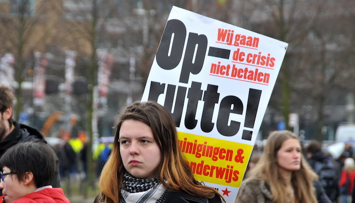 Studentenprotest Malieveld Den Haag (2011), door FaceMePLS, via Flickr.